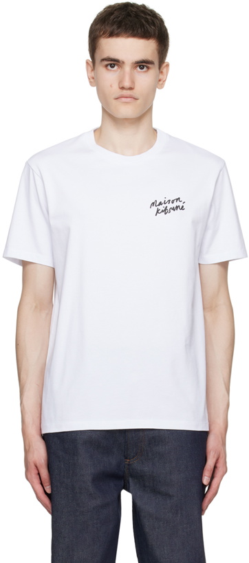 Photo: Maison Kitsuné White Mini Handwriting T-Shirt