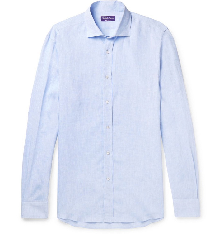 Photo: Ralph Lauren Purple Label - Cutaway-Collar Slub Linen Shirt - Men - Blue
