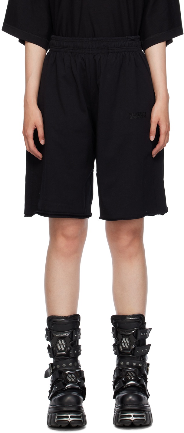 Photo: VETEMENTS Black Embroidered Shorts