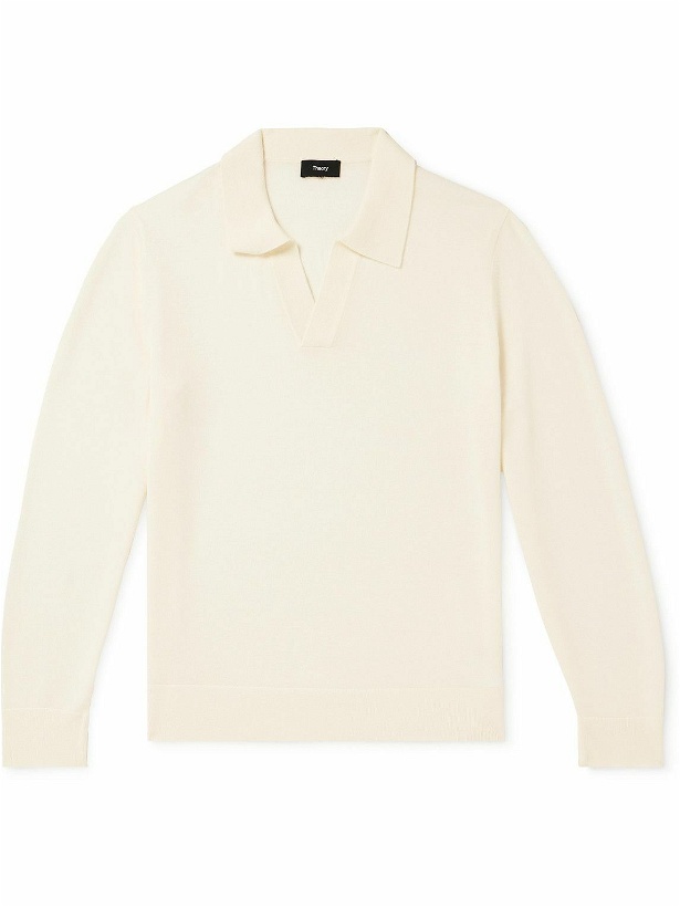 Photo: Theory - Briody Open-Collar Merino Wool-Blend Polo Shirt - White