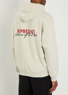 Represent Patron of The Club Logo Hooded Cotton Sweatshirt Cream