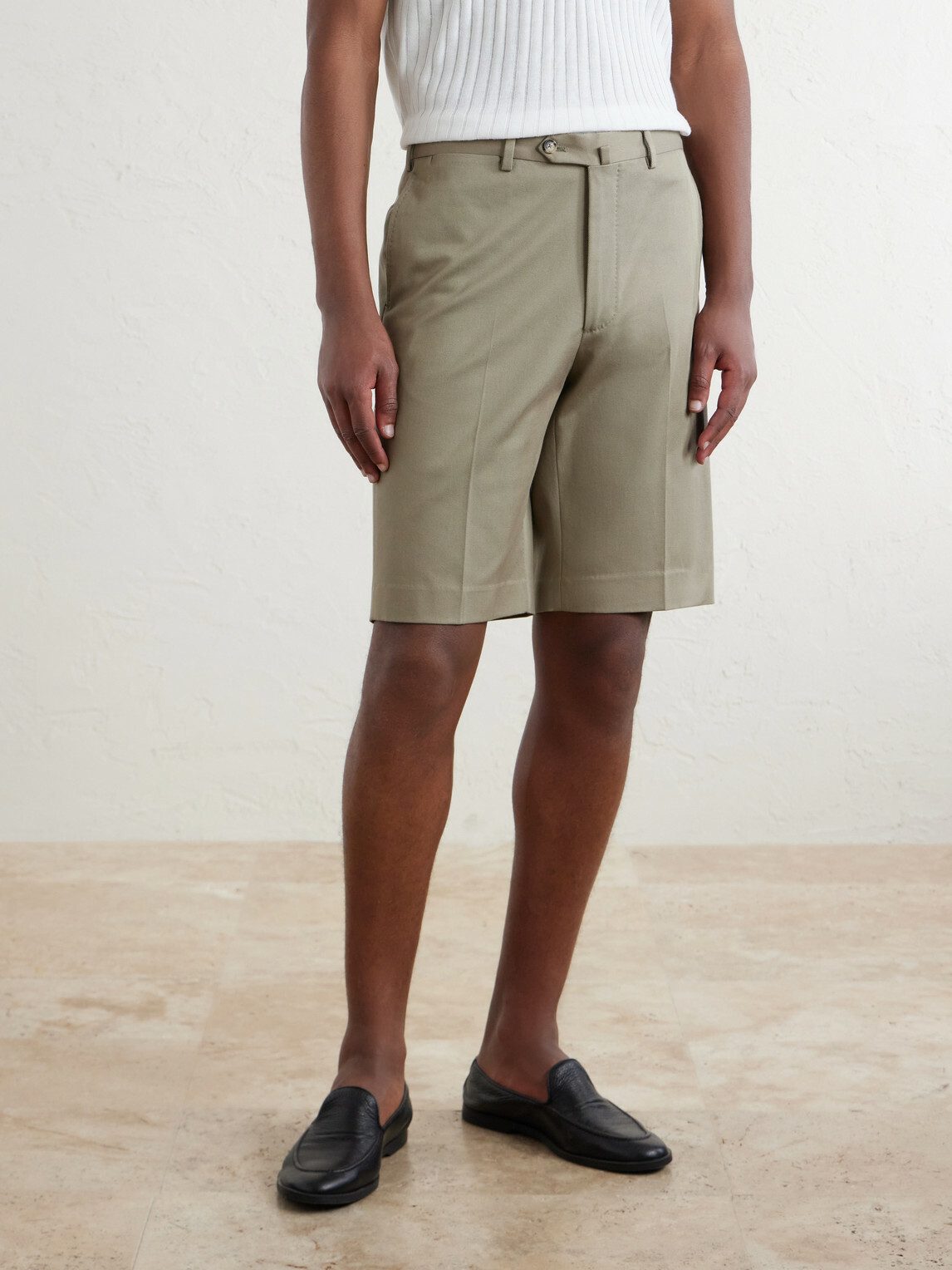 De Petrillo - Straight-Leg Cotton-Blend Twill Shorts - Neutrals