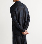 Desmond & Dempsey - Camp-Collar Piped Printed Cotton Pyjama Shirt - Black