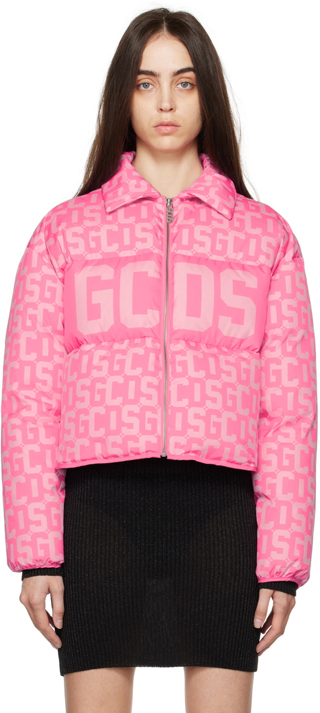GCDS Pink Embossed Down Jacket