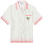 Casablanca Men's Tennis Club Short Sleeve Silk Shirt in White