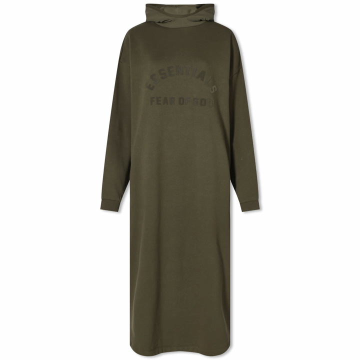 Photo: Fear of God ESSENTIALS Women's Nylon Fleece Hooded Dress in Ink