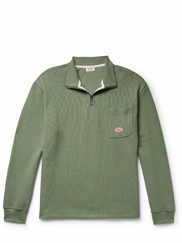 Photo: Armor Lux - Logo-Appliquéd Cotton-Jersey Half-Zip Sweatshirt - Green