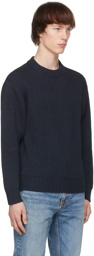 Nudie Jeans Navy Chunky Rib Frank Sweater