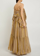 Zimmermann Rebellion Bohemian Striped Ruffled Chiffon Maxi Dress Multicoloured 1