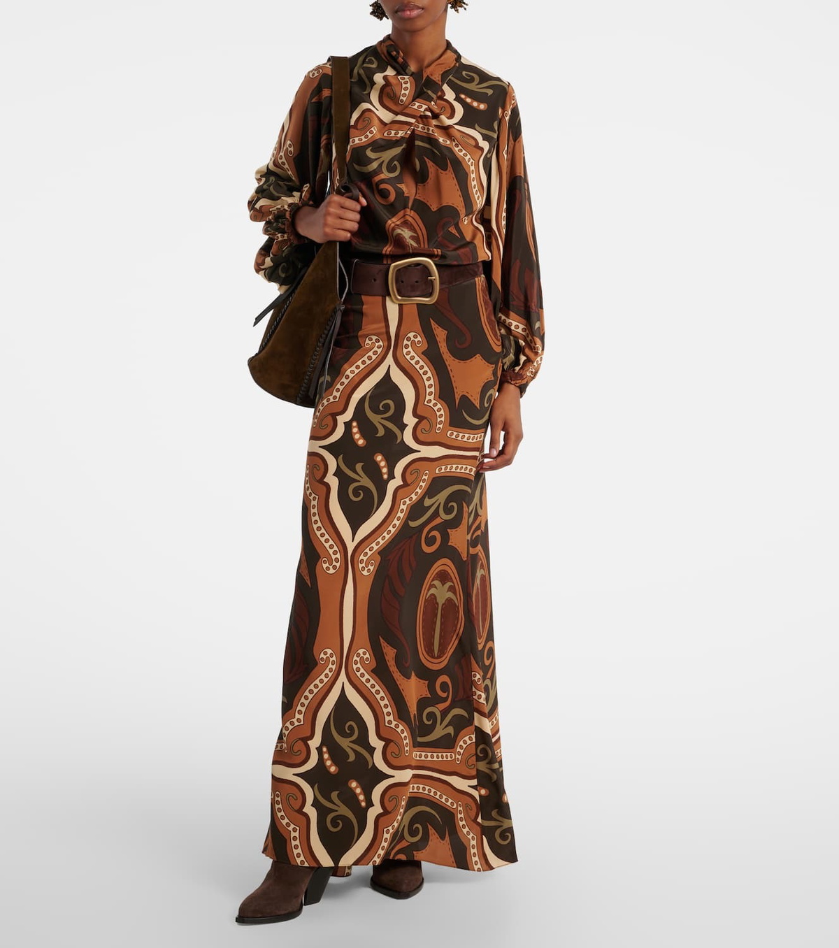 Johanna Ortiz Printed silk maxi skirt