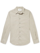 FRAME - Logo-Embroidered Cotton-Blend Poplin Shirt - Neutrals