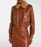 Miu Miu Shearling-trimmed leather jacket