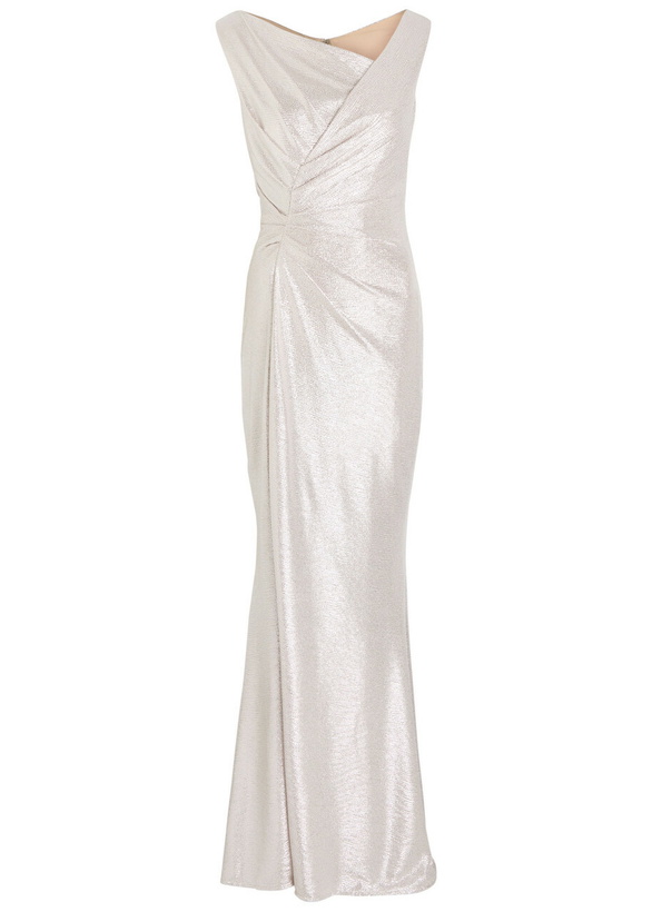 Photo: Talbot Runhof Draped Lamé Gown Silver
