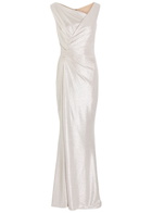 Talbot Runhof Draped Lamé Gown Silver