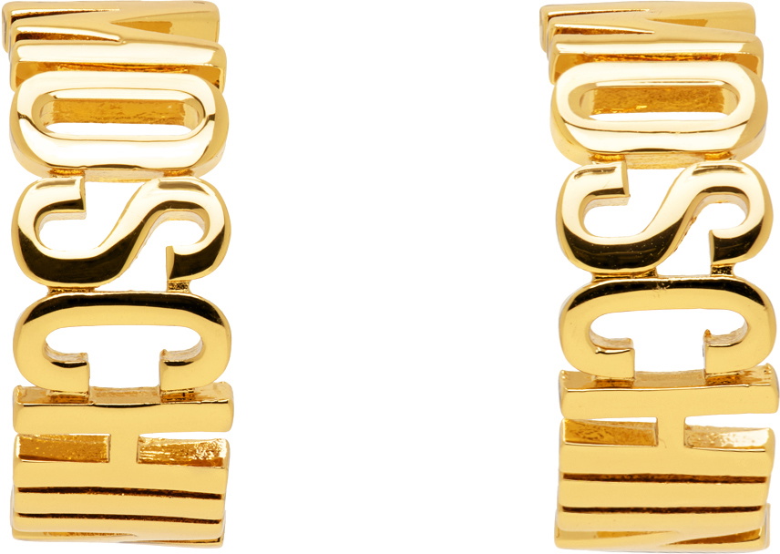Moschino Gold Lettering Logo Small Earrings