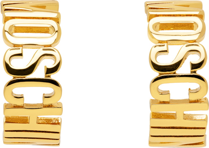 Photo: Moschino Gold Lettering Logo Small Earrings