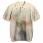 Maison Margiela Men's Knitted Cotton Polo Shirt in Ecru