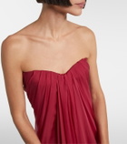 McQueen Draped silk chiffon bustier gown