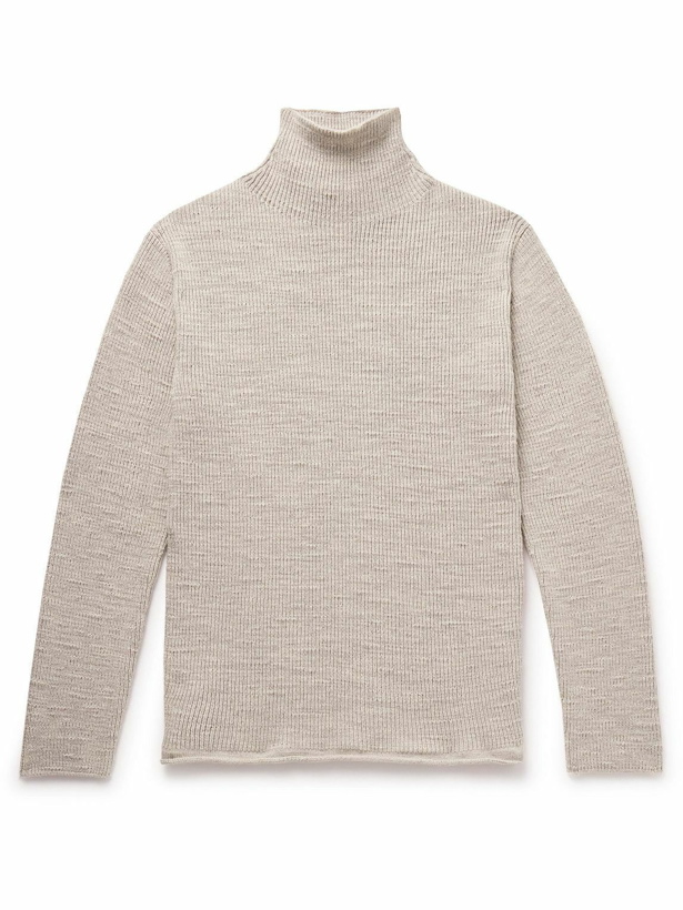 Photo: The Row - Robbie Ribbed Merino Wool Rollneck Sweater - Neutrals