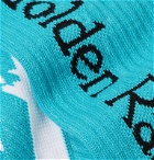 Off-White - Logo-Intarsia Ribbed Cotton-Blend Socks - Blue