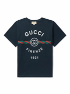 GUCCI - Printed Cotton-Jersey T-Shirt - Blue