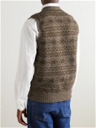 Drake's - Fair Isle Wool Sweater Vest - Brown