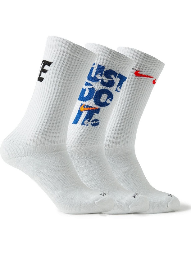 Photo: Nike Training - Three-Pack Everyday Plus Cushioned Dri-FIT Cotton-Blend Socks - White