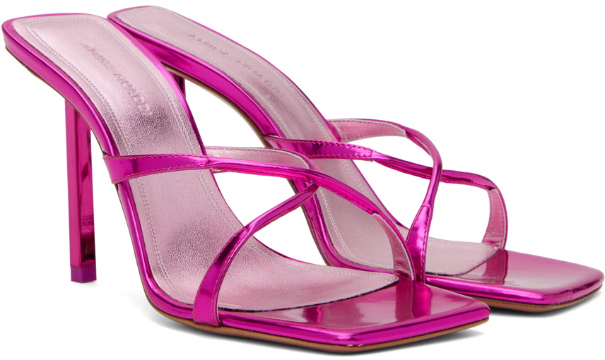 【関税込み】Amina Muaddi ピンク Adriana 95 ヒールサンダル Pink Adriana Heeled 95 Sandals by Amina Muaddi on Sale