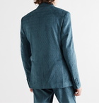 AMIRI - Double-Breasted Metallic Velvet-Jacquard Blazer - Blue