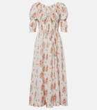 Dôen Ischia gathered floral cotton midi dress