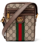 Gucci - Ophidia Mini Leather-Trimmed Monogrammed Coated-Canvas Messenger Bag - Brown