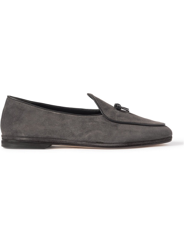 Photo: RUBINACCI - Marphy Leather-Trimmed Suede Loafers - Gray - EU 42