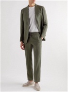 De Petrillo - Slim-Fit Linen Drawstring Trousers - Green