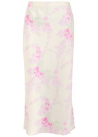 Loveshackfancy Castle Floral-print Satin Midi Skirt Pink