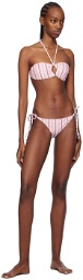 GANNI White & Pink Printed Bikini Bottom