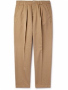Brunello Cucinelli - Straight-Leg Pleated Cotton-Twilll Trousers - Brown