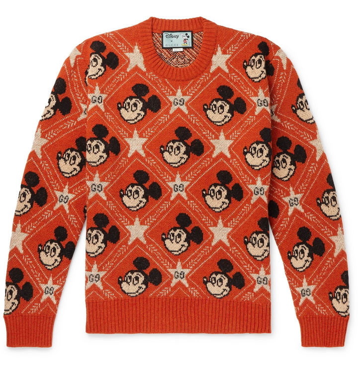 Photo: Gucci - Disney Intarsia Wool and Alpaca-Blend Sweater - Orange
