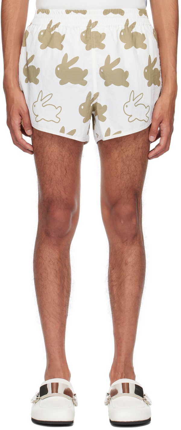 JW Anderson White & Khaki All Over Bunny Shorts JW Anderson
