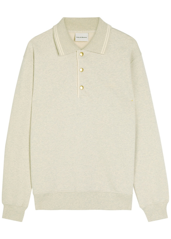 Photo: DRÔLE DE Monsieur Le Polo Drôle Logo-embroidered Cotton Polo Jumper Grey