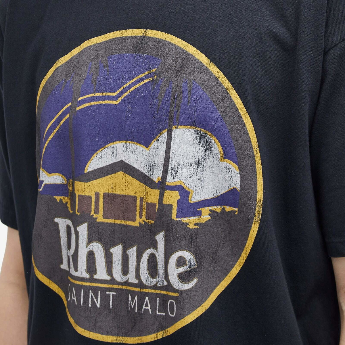 Rhude Men's Saint Malo T-Shirt in Vintage Black Rhude