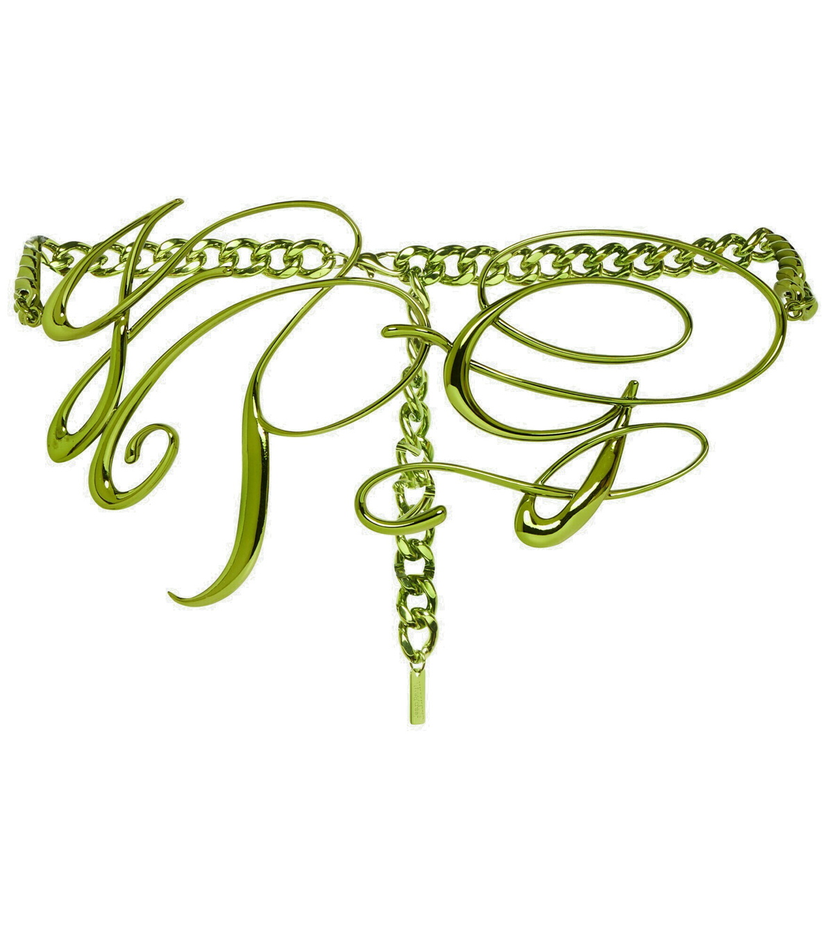 Monogram Embellished Chain Belt in Silver - Jean Paul Gaultier