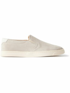 Brunello Cucinelli - Leather-Trimmed Suede Slip-On Sneakers - Neutrals