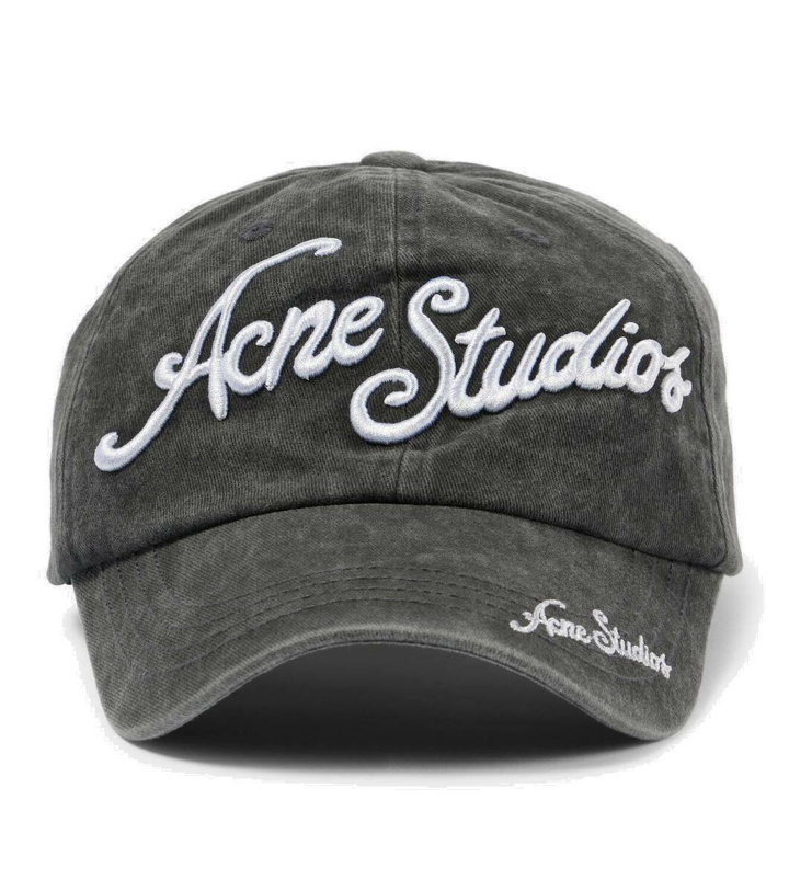 Photo: Acne Studios Logo embroidered cotton baseball cap