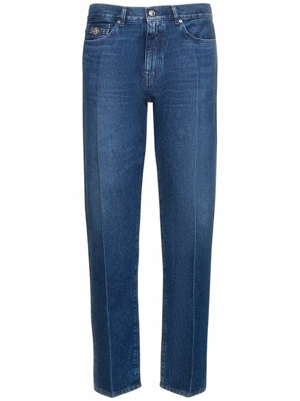 Photo: VERSACE - Stonewashed Cotton Denim Straight Pants