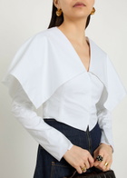 A.W.A.K.E Mode Oversized-collar Cropped Cotton-blend Jacket White