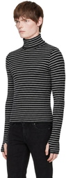 Ernest W. Baker Black Striped Turtleneck