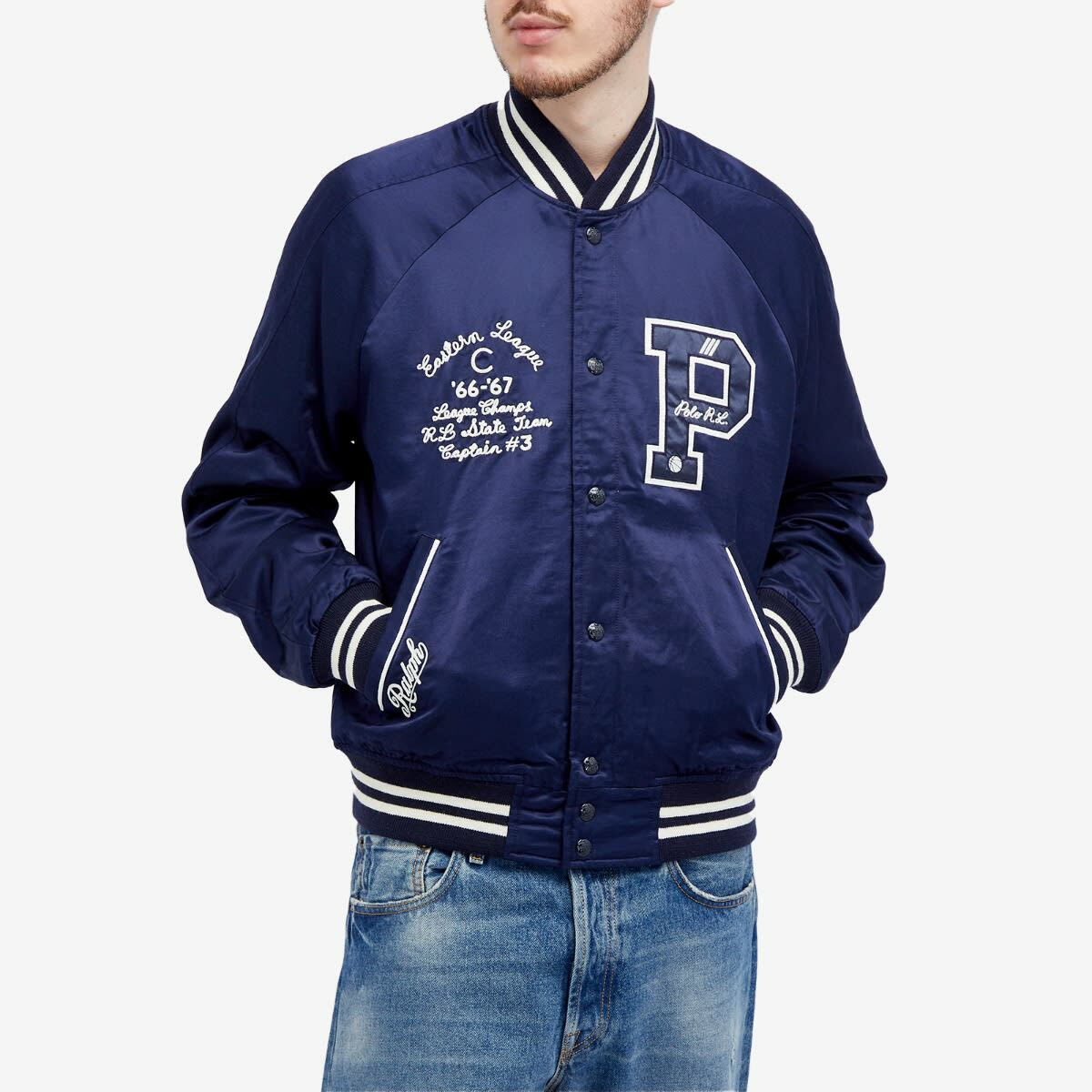 Polo Ralph Lauren Men's Lined Varsity Jacket in Aviator Navy