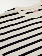 KAPITAL - Printed Striped Cotton-Jersey T-Shirt - Neutrals