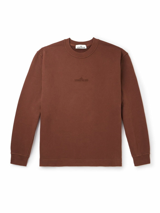 Photo: Stone Island - Logo-Embroidered Cotton-Jersey Sweatshirt - Brown
