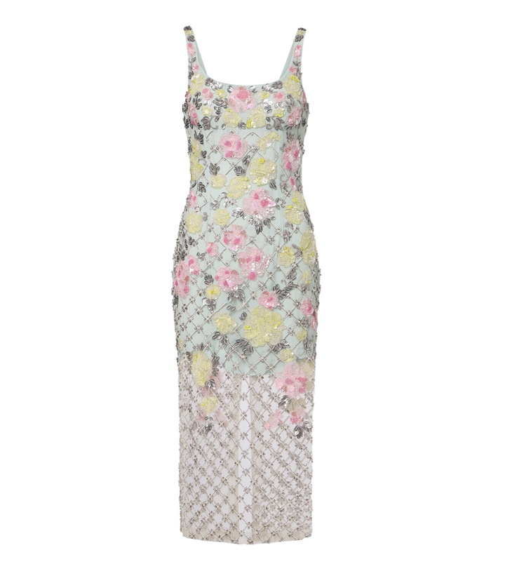 Photo: Là Fuori Celeste Jardin embellished midi dress